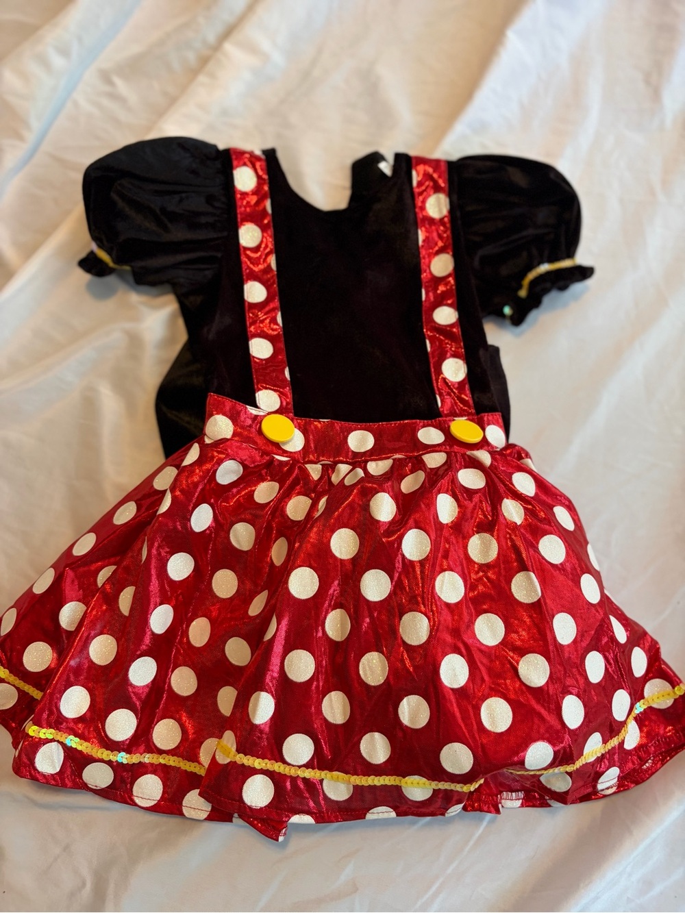 Disney Red and White Polka Dot Minnie Costume Dress with Black Bodice